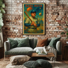 Babe Ruth Iconic Baseball Legend Poster