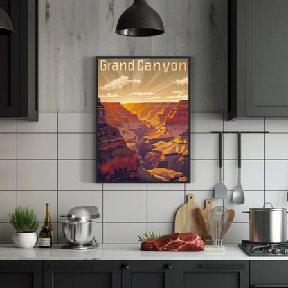 Grand Canyon National Park Sunset Vintage Travel Poster