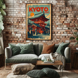 Kyoto, Japan Vintage Travel Poster