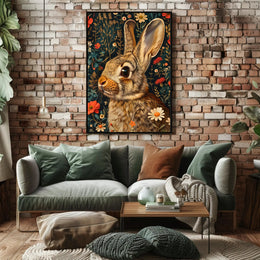 Whimsical Rabbit Floral Wonderland Poster