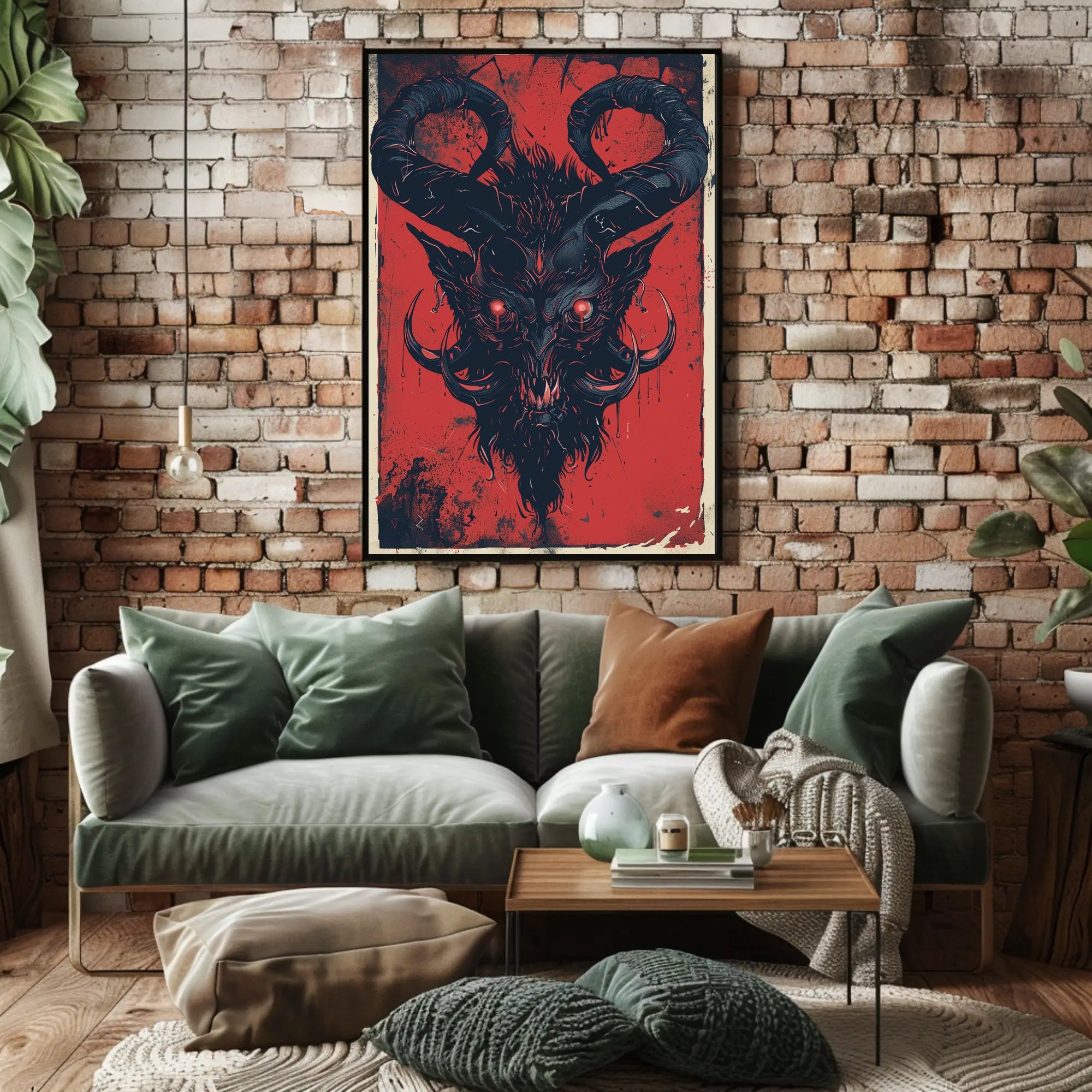 Demon Visage Art Print Poster for Home Decor and Wall Aesthetics PosterGoat