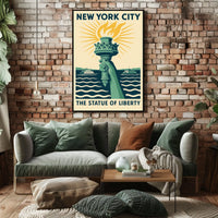 Statue Of Liberty NYC Icon Travel Poster Vintage Wall Art