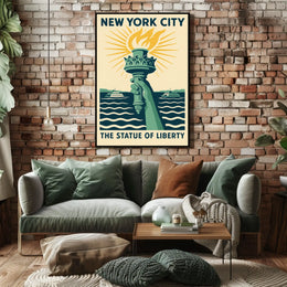Statue Of Liberty NYC Icon Travel Poster Vintage Wall Art