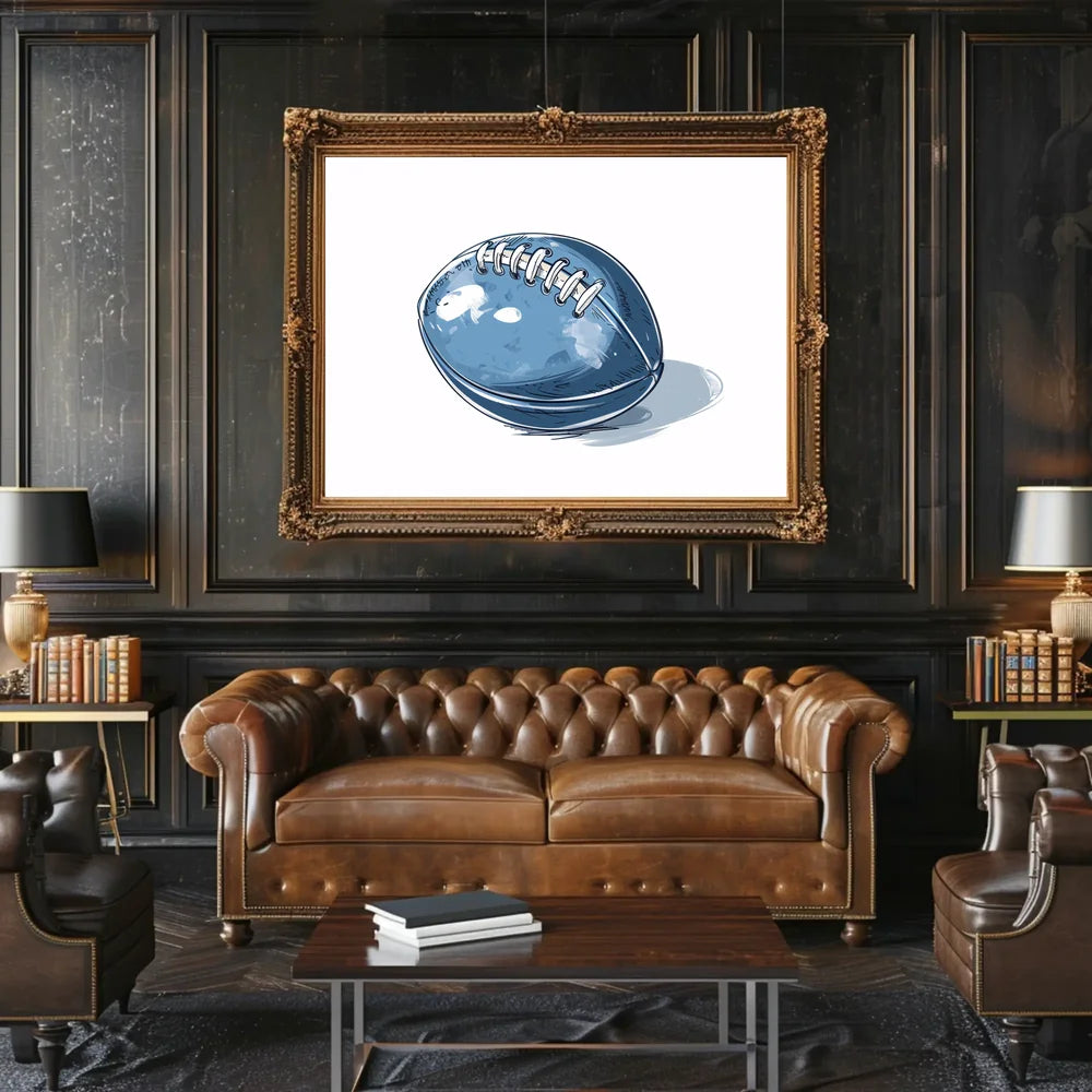 Stylized Blue American Football Art Poster