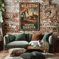 Williston North Dakota Travel Wanderlust Minimalist Poster