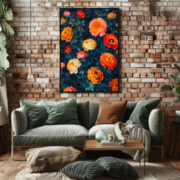 Elegant Floral Artwork on Dark Background - Artistic Poster