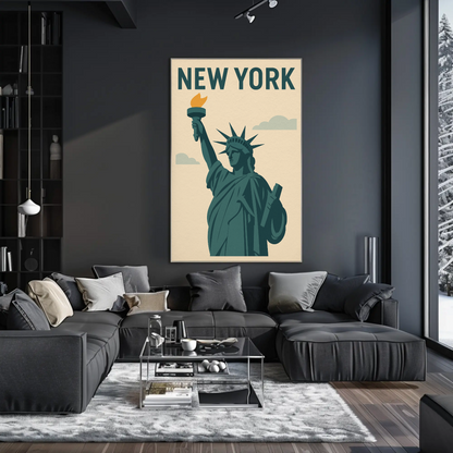 New York Liberty Statue Icon Poster Vintage Travel Poster