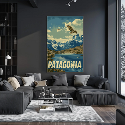 Patagonia Mountains and Condors Travel Poster