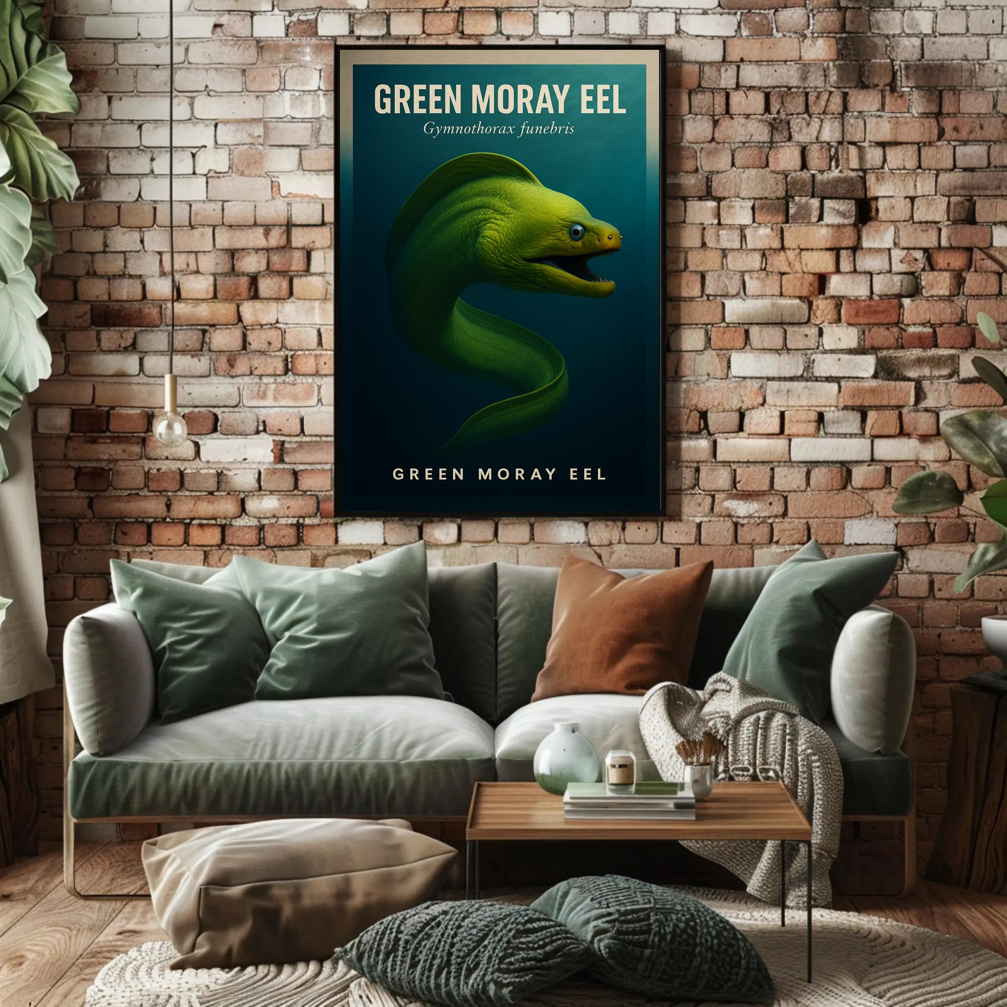 Green Moray Eel Photorealistic Artwork Animal Poster PosterGoat