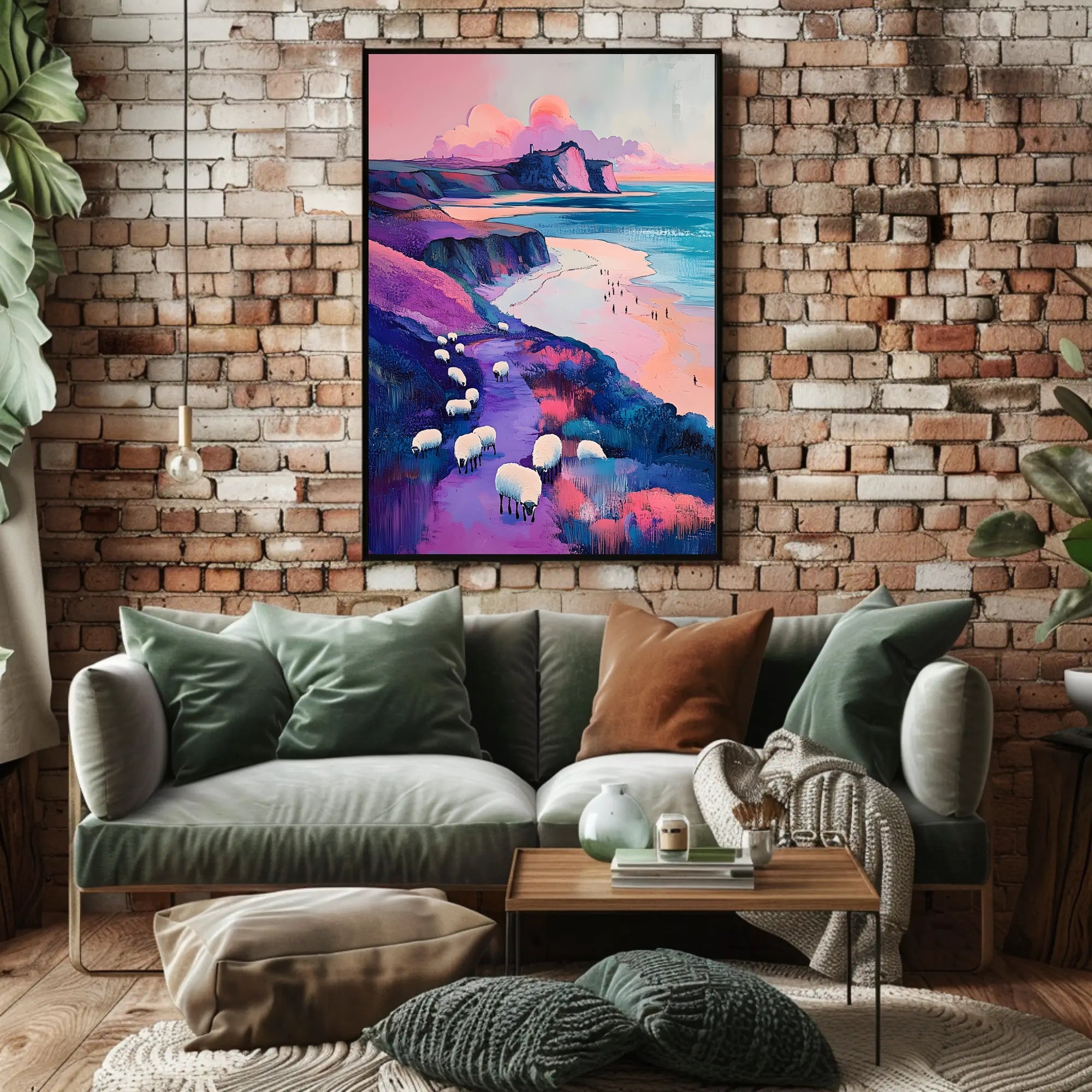 Pastel Coastline Poster Minimalist Coastal Wall Art