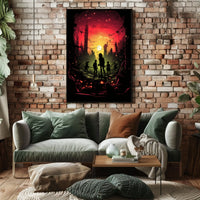 Dystopian Sunset: Rebellion in Ruins Futuristic Sci-Fi Poster