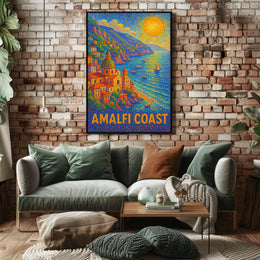Amalfi Coast Poster Wall Art for Coastal Home Decor