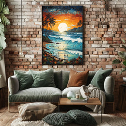 Tropical Sunset Beachscape Travel Poster