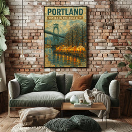 Portland Winter In The Rose City Poster