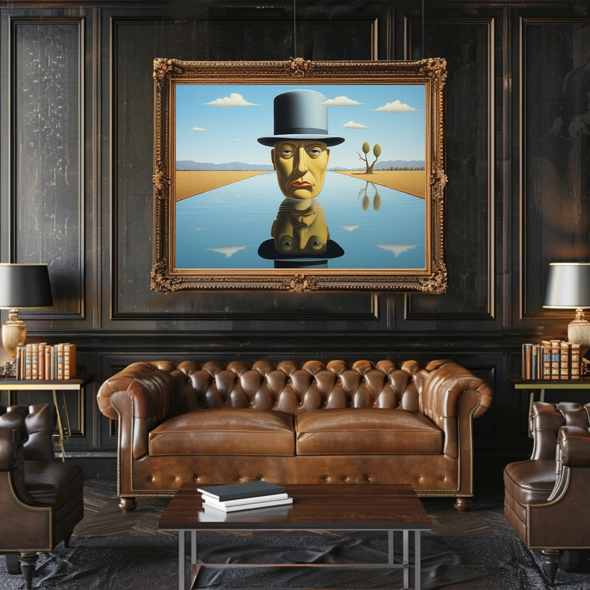 Surreal Desert Headscape: Dreamlike Artistic Poster
