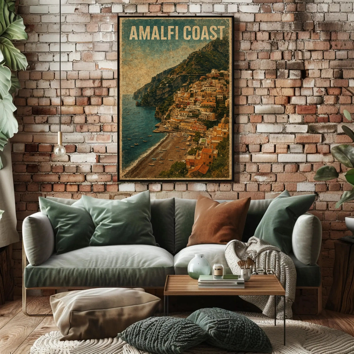 Amalfi Coast Poster Wall Art Seascape Decor for Travel