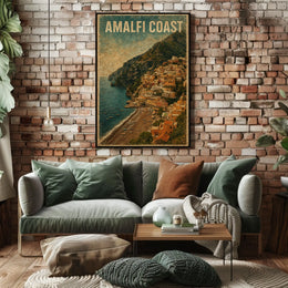 Amalfi Coast Poster Wall Art Seascape Decor for Travel