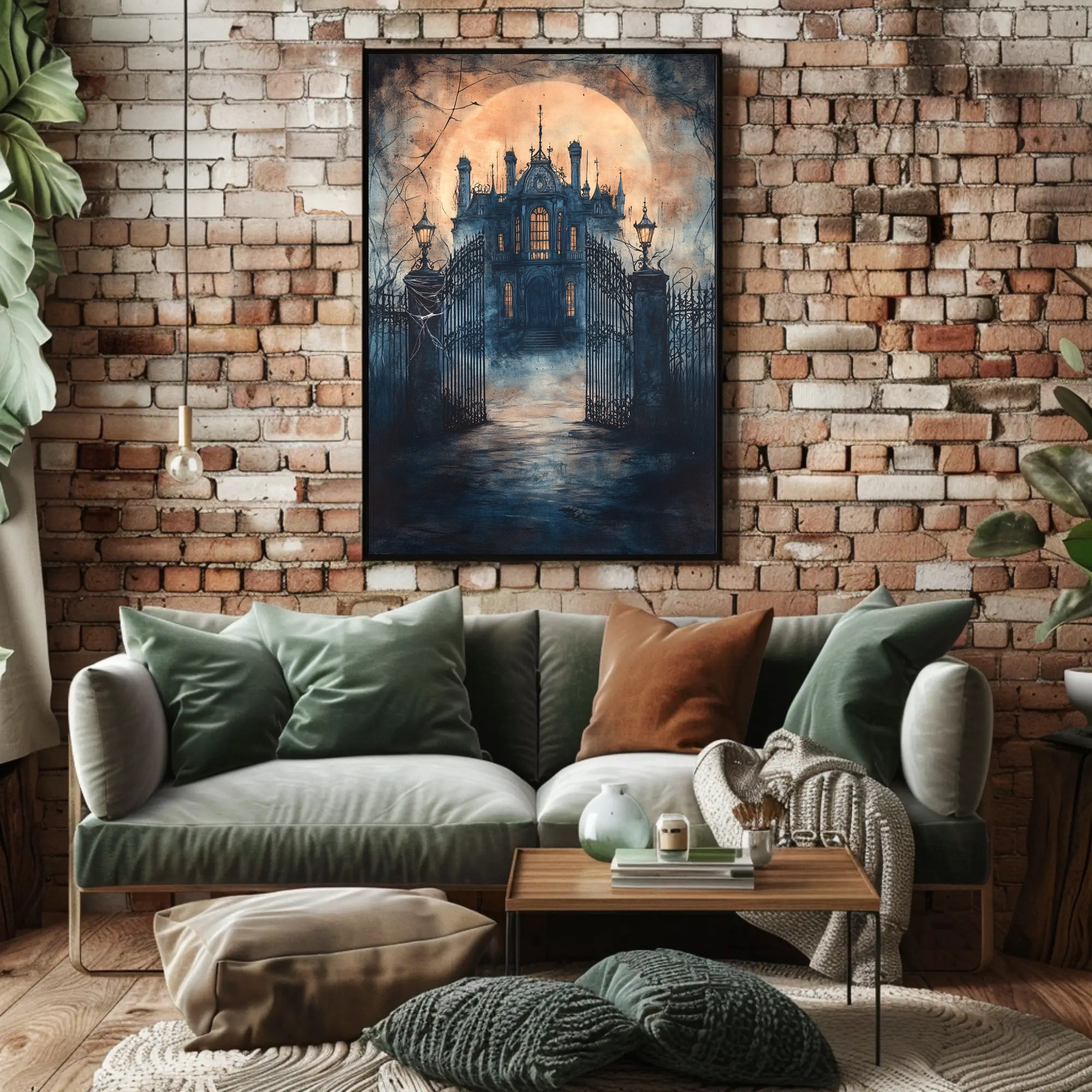 Haunting Gothic Mansion Moonlit Fantasy or Mythology Poster