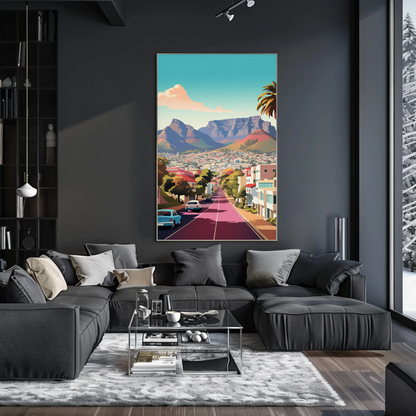 Cape Town Table Mountain Urban Street View Travel Poster