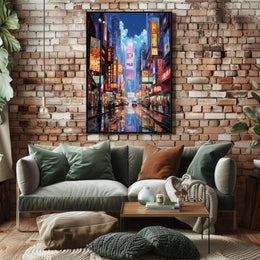 Neon Cityscape At Night Poster