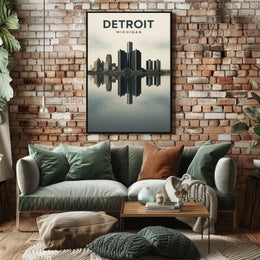 Detroit Skyline Reflection Poster