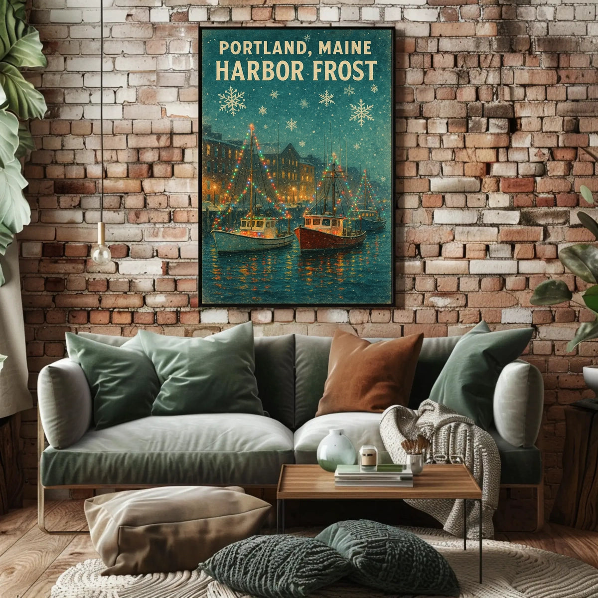 Portland Maine Harbor Frost Poster