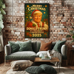 Merry Christmas Donald Trump Santa Suit Political Poster