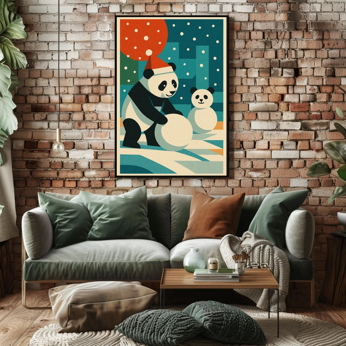 Festive Pandas in Winter Wonderland Poster