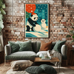 Festive Pandas in Winter Wonderland Poster