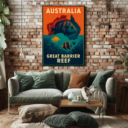 Great Barrier Reef Vintage Travel Adventure Poster