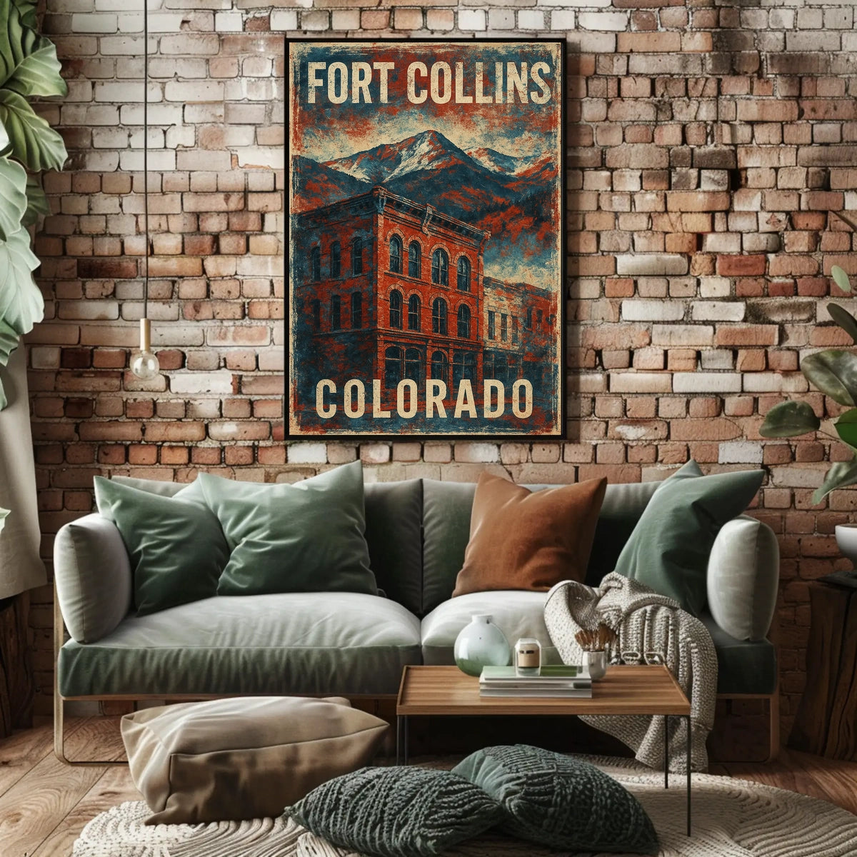 Fort Collins Colorado Scenic Vintage Travel Print Heritage Home Decor Enthusiast Poster