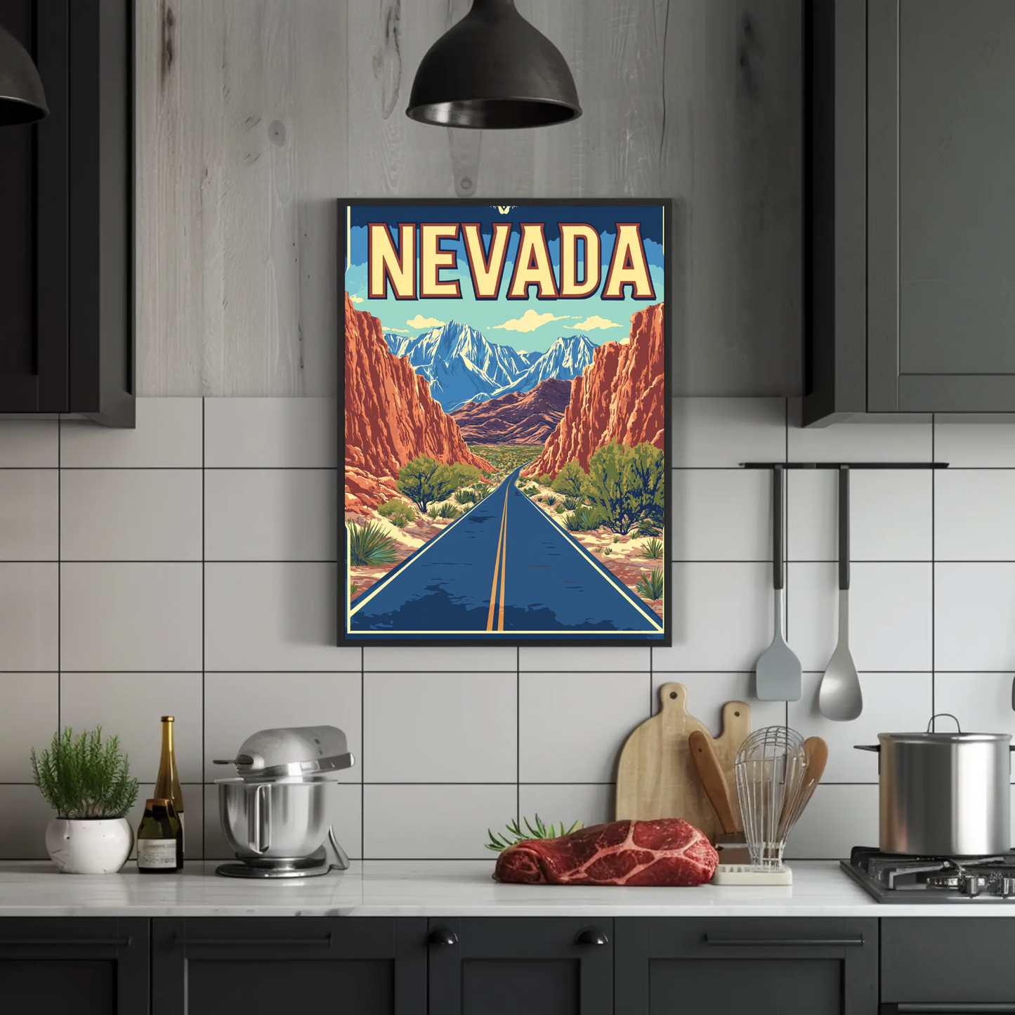 Nevada Landscape Vintage Travel Poster