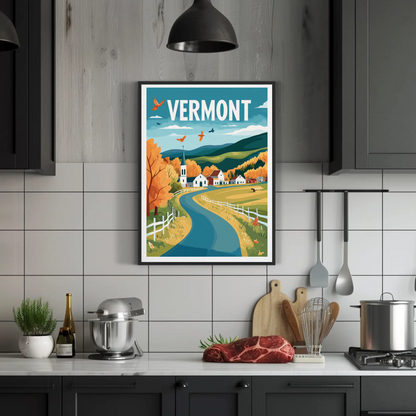 Vermont Vintage Poster - Mountain Road