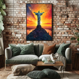 Christ the Redeemer at Sunset: Stunning Travel Poster