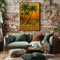 Island Christmas In Honolulu Poster