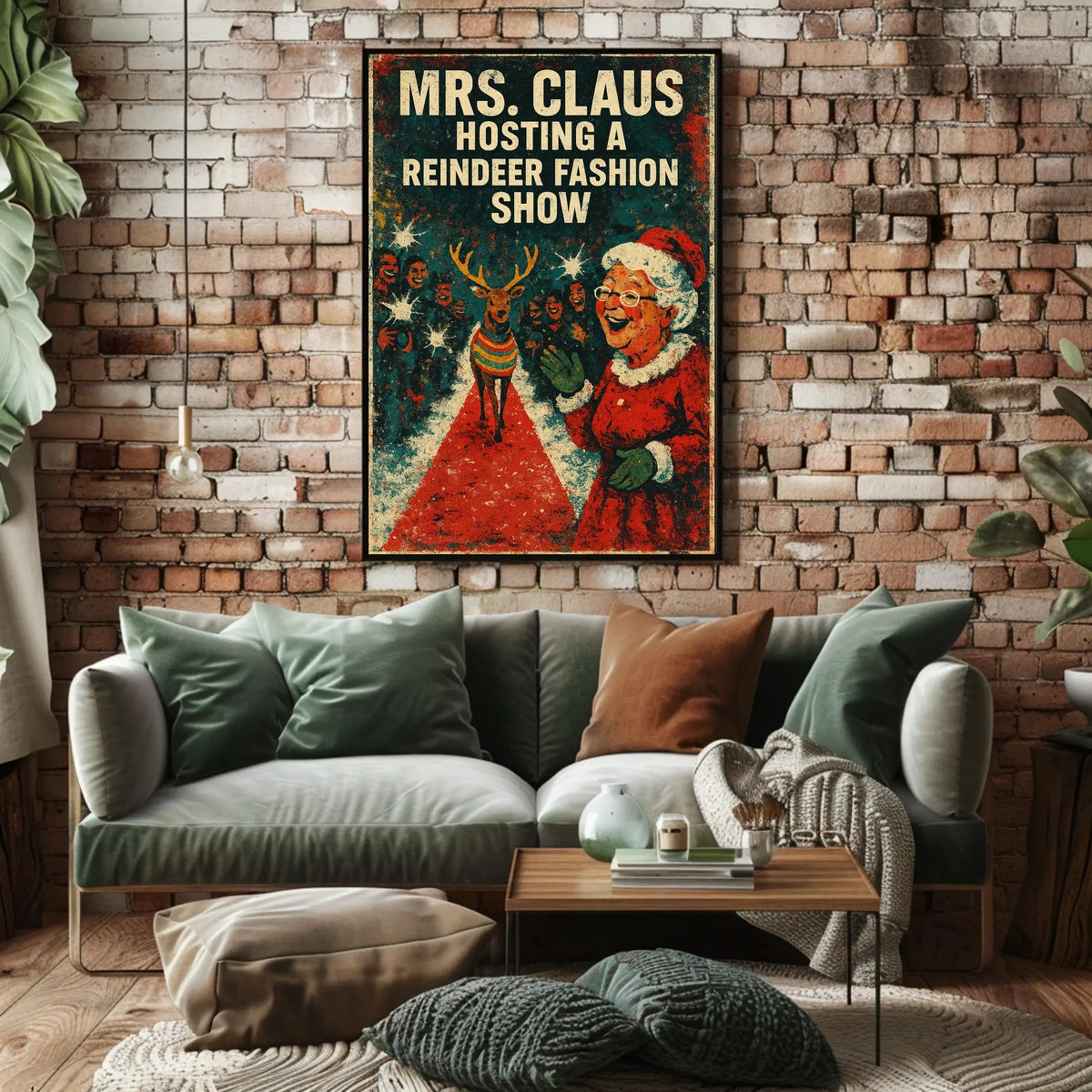 Mrs. Claus Holiday Fashion Show Vintage Artistic Poster