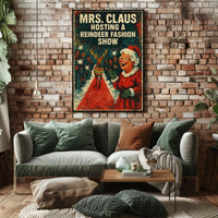 Mrs. Claus Holiday Fashion Show Vintage Artistic Poster