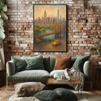 New York City Poster Modern Travel Skyline Wall Art