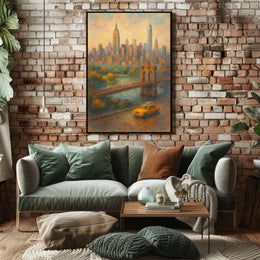 New York City Poster Modern Travel Skyline Wall Art