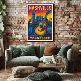 Nashville, Tennessee Music City Vibes Poster