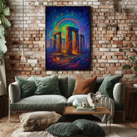 Stonehenge Cosmic Night Surreal Fantasy Art Poster