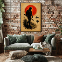 Silhouette Soldier Against Sun: Cultural or Heritage Poster