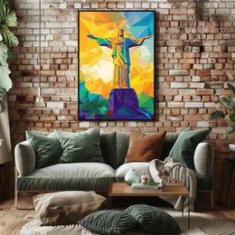 Vibrant Geometric Christ the Redeemer Art Poster