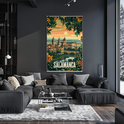 Salamanca Spain Sunset Skyline Travel Poster