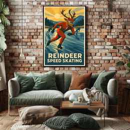 Reindeer Speed Skating Poster