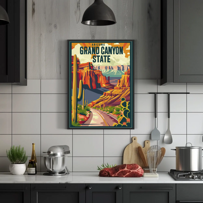 Arizona Grand Canyon State Vintage Travel Poster
