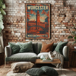 Worcester Massachusetts Skyline Minimalist Travel Poster