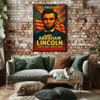 Abraham Lincoln 16th President of the United States Colorful Comic Book Style Poster