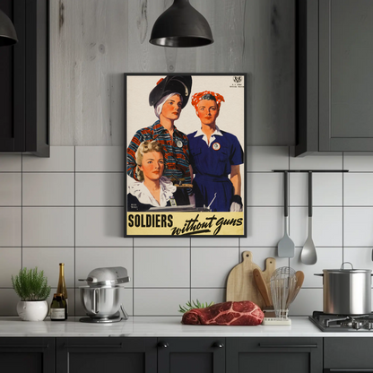 Women Workers Soldiers Without Guns Vintage War Propaganda Poster