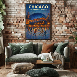 Chicago Heart Of Winter Cityscape Wall Art Decor Poster